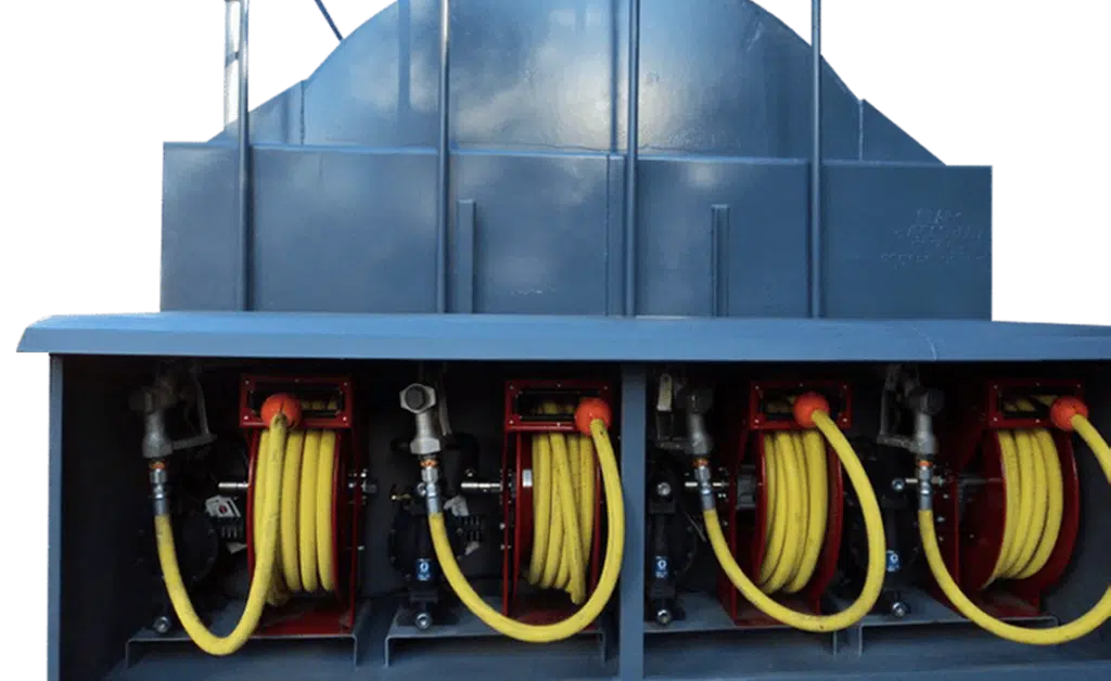 compartment tank with hose reels split