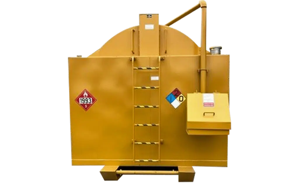self contained storage tank on skids with spill protection