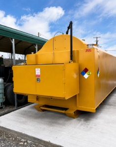 above ground self contained storage tank in service in the field