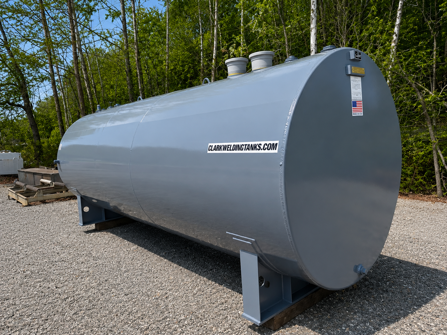 UL 142 double wall fuel storage tank on steel saddles