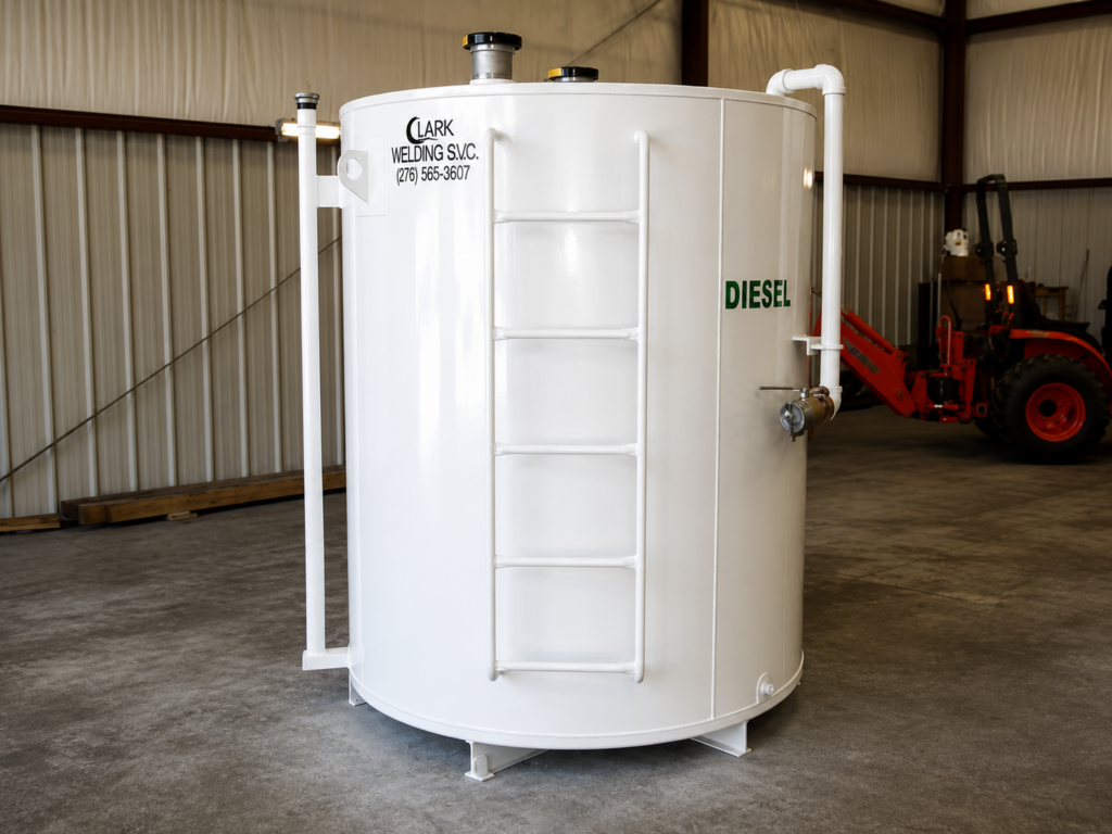 Vertical above ground storage tank manufactured by Clark Welding Tanks