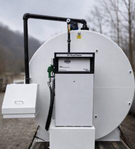 above ground fuel storage tank with dispenser, sump and fill spill catch box